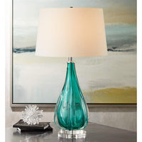 Claudette Coastal Modern Turquoise Glass Table Lamp