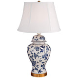 Rose Vine Blue and White Temple Jar Table Lamp