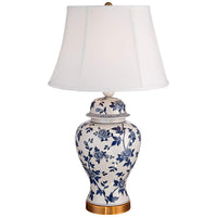 Rose Vine Blue and White Temple Jar Table Lamp