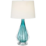 Claudette Coastal Modern Turquoise Glass Table Lamp