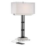 Jacky Modern Industrial Black Table Lamp with USB Port and Acrylic Riser