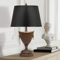 Oxidized Bronze and Black Opaque Table Lamp