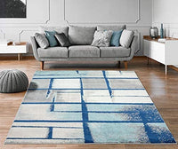 Lagos Collection Blue Art Deco Soft Area Rug