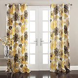 Window Curtain Valence Panel Pair Floral Insulated Grommet Cream Yellow Ivory