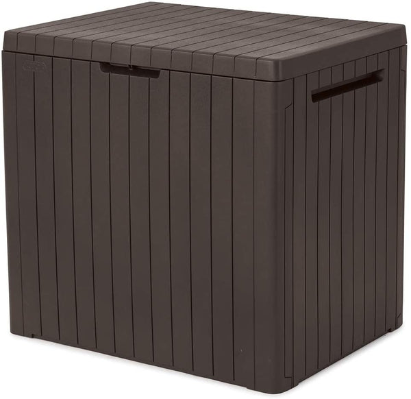 30 Gallon Resin Indoor/Outdoor Deck Box for Patio Furniture, Pool Accessories, and Toys Storage, Brown