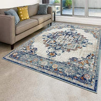 Beverly Collection Ivory Oriental Floral Soft Area Rug