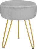 Velvet Footrest Stool Ottoman Round Modern Upholstered Vanity Footstool Side Table Seat Dressing Chair with Golden Metal Leg Black