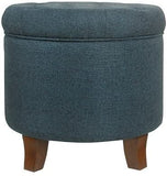 Pop by Kinfine Fabric Upholstered Round Storage Ottoman - Velvet Button Tufted Ottoman with Removable Lid, Burgundy