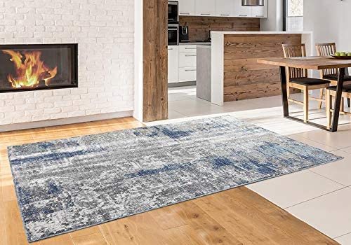 Euston Blue 5 x 7 Abstract Modern Soft Area Rug