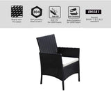 Rattan Patio Indoor/Outdoor Black/Beige Conversation Set - Chairs / Coffee Table