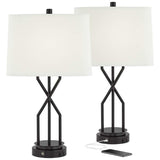 Dario Black Table Lamps Set of 2 with USB Ports