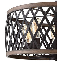 Aruba 20" Wide Woodgrain and Bronze 5-Light Drum Pendant
