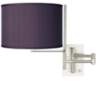 Blue Faux Silk Brushed Nickel Plug-In Swing Arm Wall Lamp