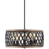 Aruba 20" Wide Woodgrain and Bronze 5-Light Drum Pendant