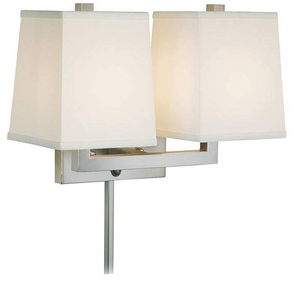 59th Street Brushed Nickel Double Arm Plug-In Wall Lamp