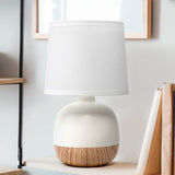 Simple Designs 12"H Off-White Light Wood Accent Table Lamp