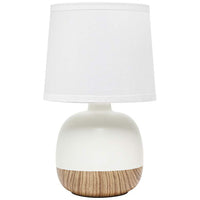 Simple Designs 12"H Off-White Light Wood Accent Table Lamp