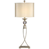 Crystal Ball Antique Silver Metal Table Lamp