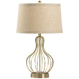 Asher Antique Brass Metal Table Lamp with USB Port