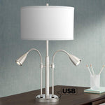 Wagner Brushed Nickel Gooseneck Table Lamp with USB Port