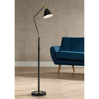 Wray Black and Antique Brass Adjustable Floor Lamp