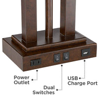 Deacon Bronze Gooseneck Desk Lamp with USB Port and Outlet