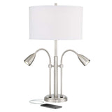 Wagner Brushed Nickel Gooseneck Table Lamp with USB Port