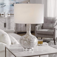 Turbulence Distressed White Gray Glass Table Lamp