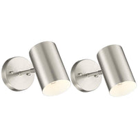 Carla Brushed Nickel Down-Light Hardwire Wall Lamps Set of 2