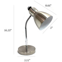 Simple Designs Brushed Nickel Iron Semi-Flexible Desk Lamp