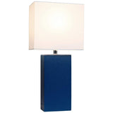 Elegant Designs Royal Blue Leather Table Lamps Set of 2