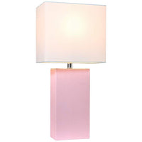 Elegant Designs Blush Pink Leather Table Lamps Set of 2