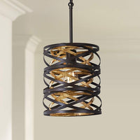 Vortic Flow 8 1/2"W Dark Bronze and Mosaic Gold Mini Pendant