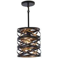 Vortic Flow 8 1/2"W Dark Bronze and Mosaic Gold Mini Pendant