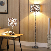 59 In. Faux Suede Zebra Print Floor Lamp