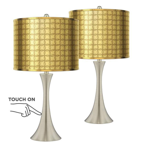 Trish Touch Table Lamps with Puffs Gold Shades by Inspire Me Home Set of 2