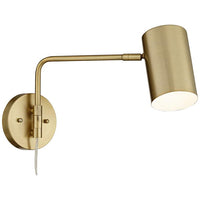 Carla Brushed Brass Down-Light Swing Arm Plug-In Wall Lamps Set of 2