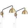 Colwood Antique Brass and Bronze Plug-In Swing Arm Wall Lamps Set of 2