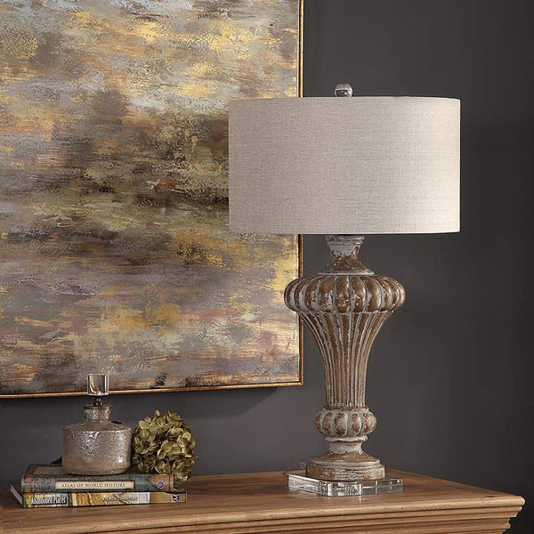 Treneece Aged Pecan with Antique Gray Table Lamp