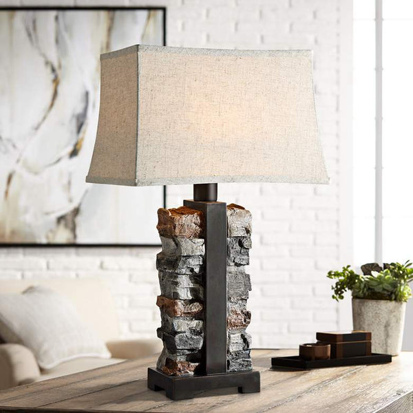 Kodiak Stacked Stone Concrete Outdoor Table Lamp