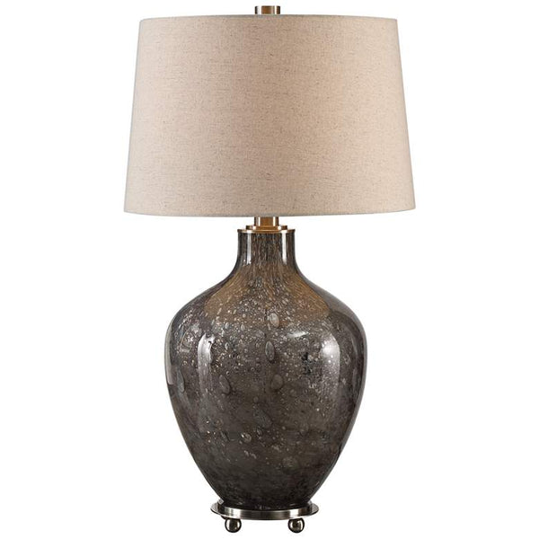 Adria Seeded Transparent Gray Glass Table Lamp