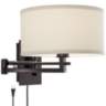 Possini Euro Aluno Brushed Nickel Modern Plug-In Style Swing Arm Wall Lamp