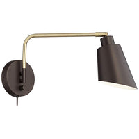 Nanaimo Bronze and Antique Brass Plug-In Swing Arm Wall Lamps Set of 2