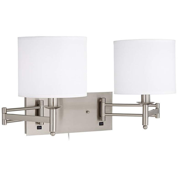 Double Swing Arm 23" Wide Modern Plug-In Wall Light