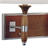 Walnut Wood Traditional Plug-In Twin Shade Wall Light