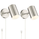 Carla Brushed Nickel Cylinder Down-Light Plug-In Wall Lamps Set of 2