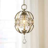Ella 7" Wide White Gold and Crystal Mini Pendant