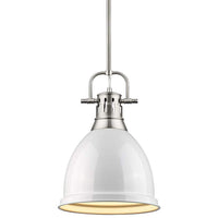 Duncan 9" Wide Pewter and White Mini Pendant with Rod