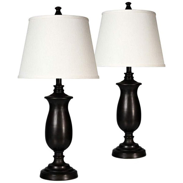 Dark Bronze and Gold Highlight Table Lamp Set of 2