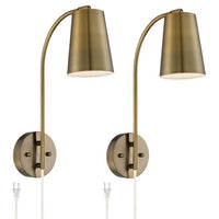 Sully Warm Brass Plug-In Wall Lamps Set of 2